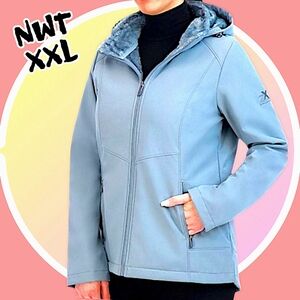 NWT Plush Lined Water Resistant Jacket Rmvable Hood 4 Pockets
